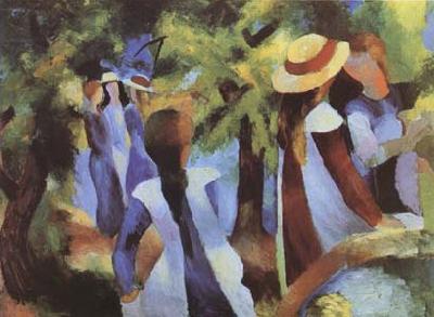 August Macke Girls Amongst Trees (mk09) oil painting image